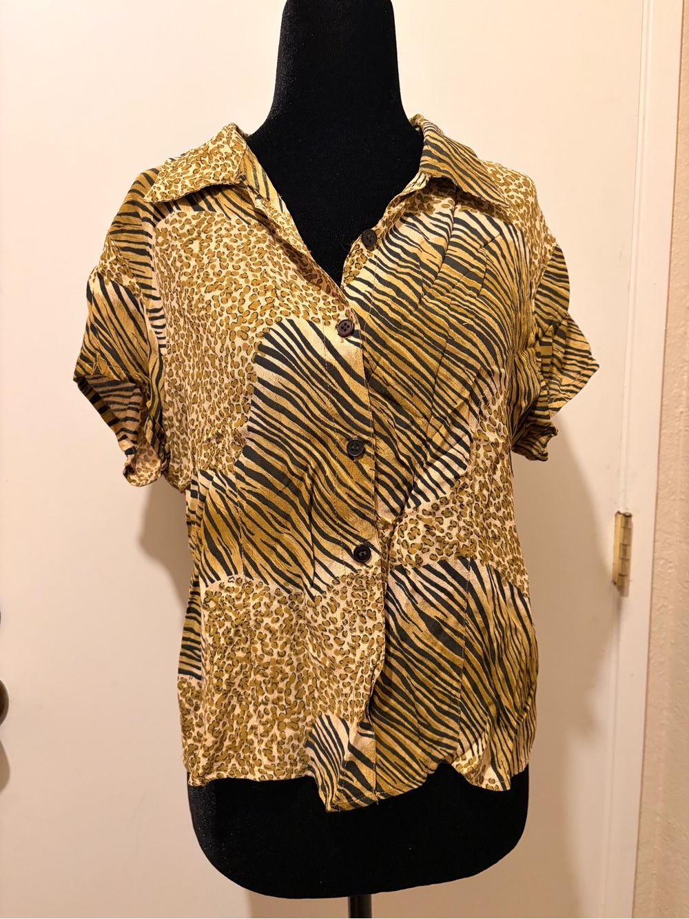 Vintage 90s Mixed Animal Print Blouse